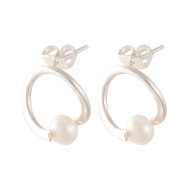 Aretes Circular Con Una Perla